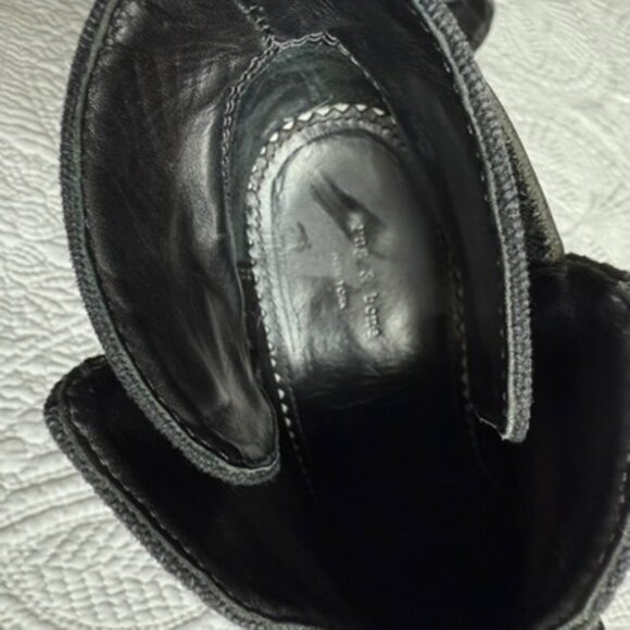 Rag Rag & Bone Harrow Black Canvas Leather Strap Ankle Booties Size 37 - Picture 8 of 12